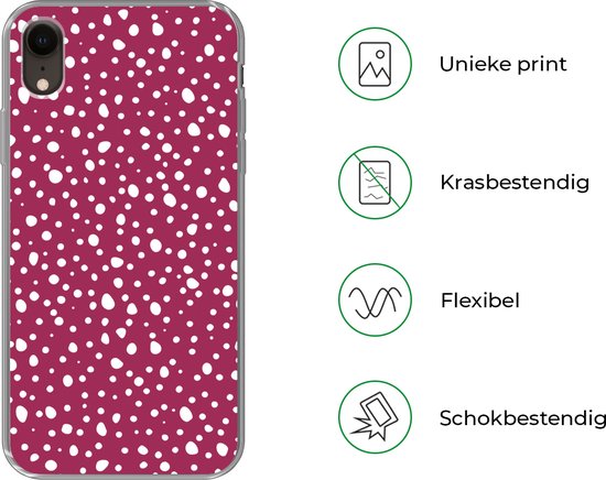 Coque iPhone XR - Pois - Rouge - Wit - Coque de téléphone en Siliconen