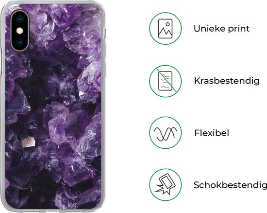 Coque iPhone X - Améthyste - Pierres précieuses - Minéraux - Coque en Siliconen
