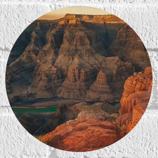 WallClassics - Muursticker Cirkel - Foto van Nationaal Park Grand Canyon - 20x20 cm Foto op Muursticker