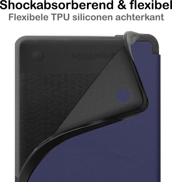 Hoesje Geschikt voor Kobo Clara 2E Hoesje Luxe Bescherm Case - Hoes Geschikt voor Kobo Clara 2E Hoes Book Cover - Donkerblauw van Hoesje  — afbeelding 5