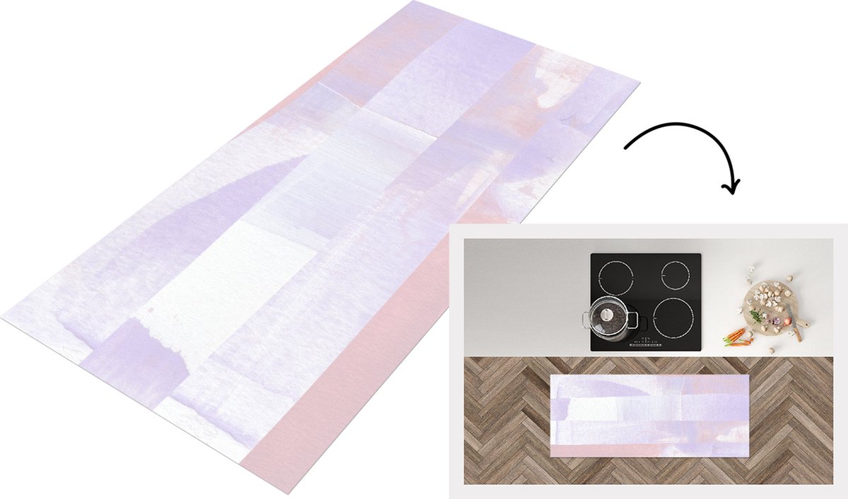 KitchenYeah Keukenloper - Loper keuken - Pastel - Verf - Design - 120x50 cm - Keukenloper vinyl Multicolor