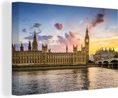 Canvas Schilderij Zon - Big Ben - Londen - 60x40 cm - Wanddecoratie