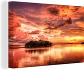 Coucher de soleil sur la toile des marais 2cm 90x60 cm - Tirage photo sur toile (Décoration murale salon / chambre)