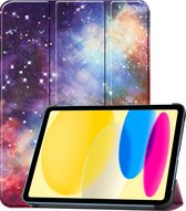 Hoesje Geschikt voor iPad 2022 Hoes Case Tablet Hoesje Tri-fold - Hoes Geschikt voor iPad 10 Hoesje Hard Cover Bookcase Hoes - Galaxy