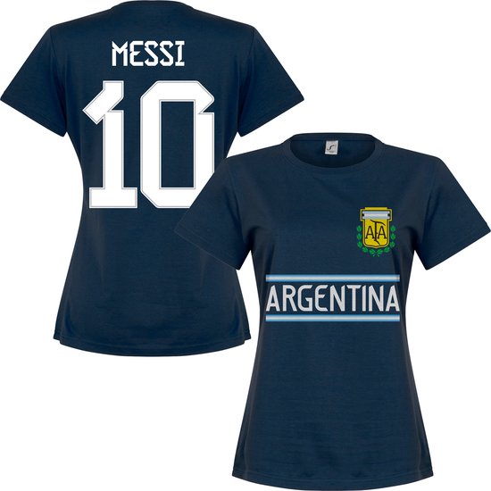 Argentinië Messi 10 Dames Team T-Shirt - Navy - L - 12