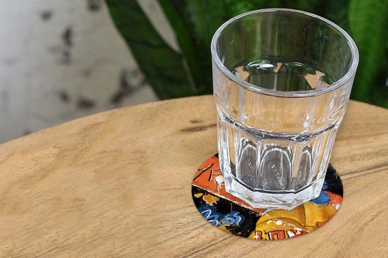 Sous- Sous-verres à lunettes - Ronds - Fille à la perle - Street art - Art - 10x10 cm - 6 pièces