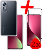 Hoes Geschikt voor Xiaomi 12X Hoesje Siliconen Back Cover Case Met 2x Screenprotector - Hoesje Geschikt voor Xiaomi 12X Hoes Cover Hoesje - Transparant