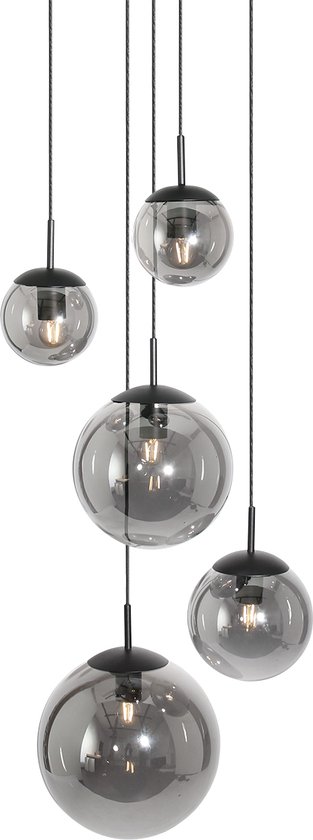 Hanglamp woonkamer - glas Steinhauer Bollique - Zwart - eetkamer | vide |  hal | bol.com