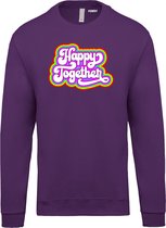 Sweater Happy Together Regenboog | Toppers in Concert 2022 | Toppers kleding shirt | Flower Power | Hippie Jaren 60 | Paars | maat M
