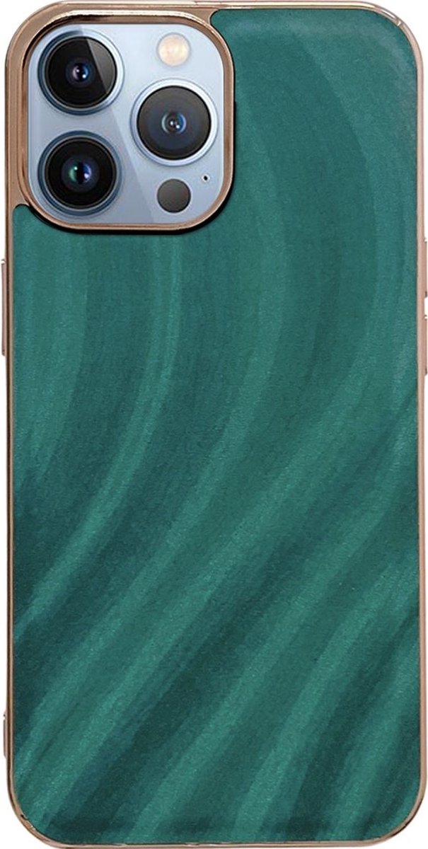 Mobigear Hoesje geschikt voor Apple iPhone 14 Pro Telefoonhoesje Hardcase | Mobigear Wavy Backcover | iPhone 14 Pro Case | Back Cover - Groen