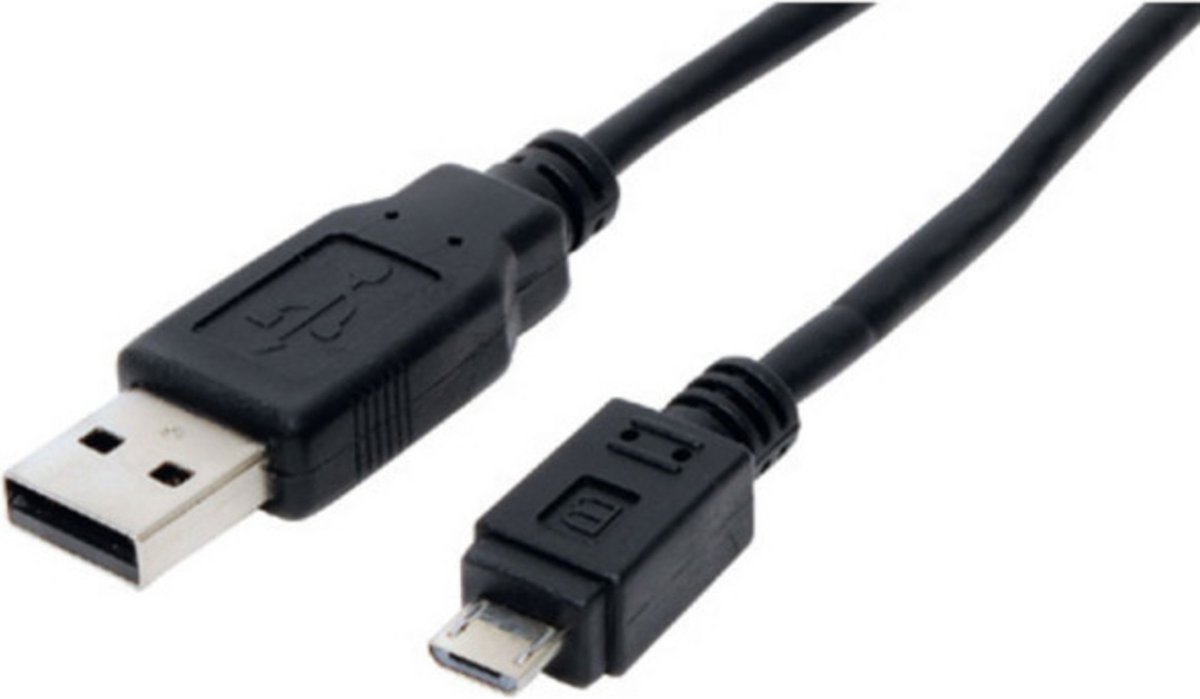USB Micro B naar USB-A kabel - USB2.0 - tot 2A / zwart - 3 meter