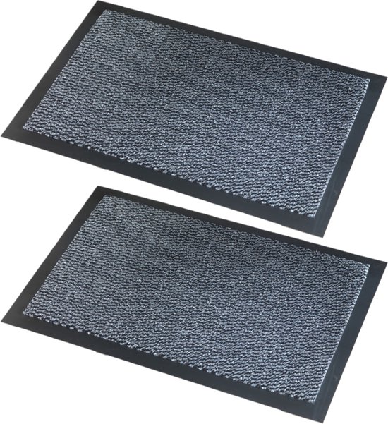 2x stuks deurmatten/schoonloopmatten Faro zwart grijs 40 x 60 cm - Schoonloopmatten - Inloopmat