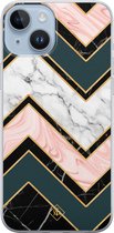 Casimoda® hoesje - Geschikt voor iPhone 14 Plus - Marmer Triangles - Siliconen/TPU telefoonhoesje - Backcover - Marmer - Multi