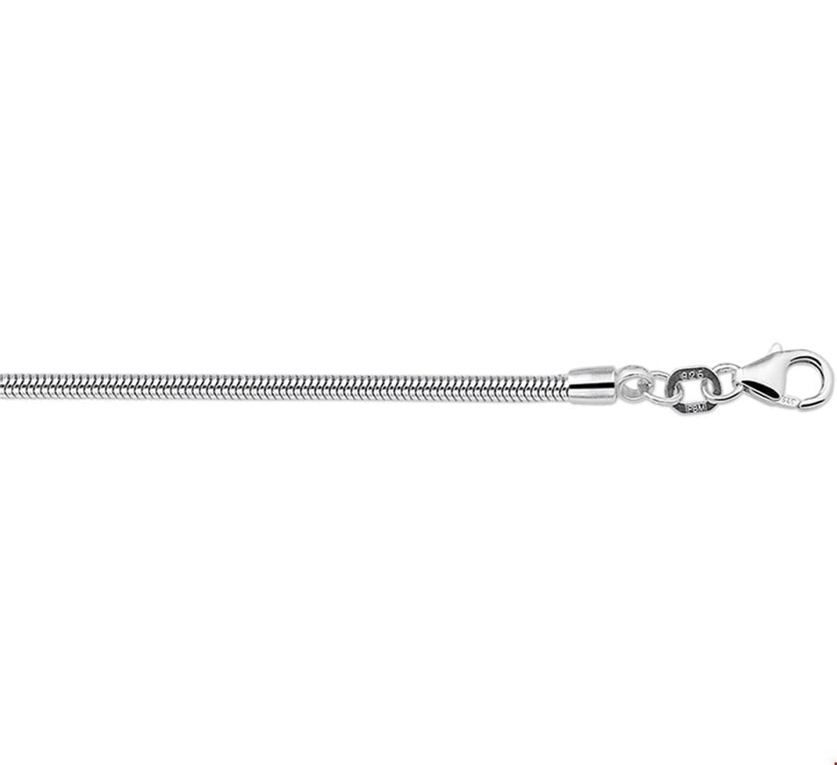 Zilver Gerhodineerde Collier slang rond 2 1316039 50 cm