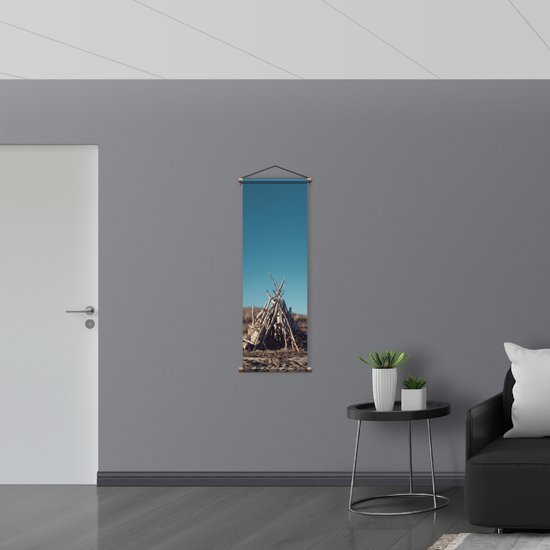 WallClassics - Affiche Textile - Tente de Branches dans les Dunes - 40x120 cm Photo sur Textile