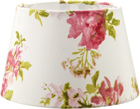 Home Sweet Home Lampenkap Flowers rond schuin - van stof - pint Beige - Landelijk stoffen Lampenkap - 20/20/13cm - E27 lamphouder - voor wandlamp, tafellamp - RoHS getest - Home Sweet Home