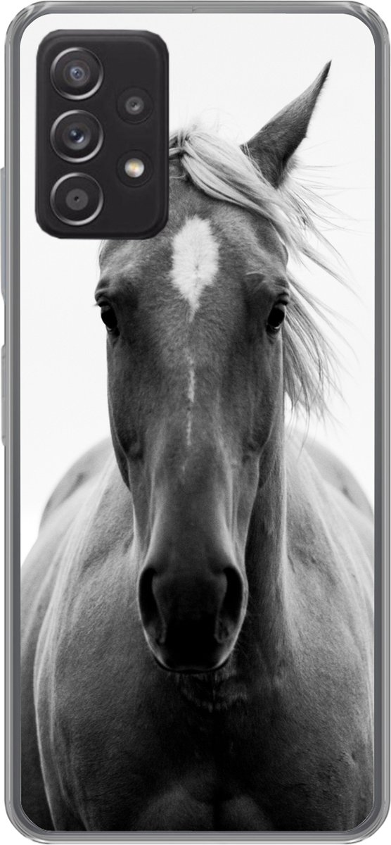 Telefoonhoesje Geschikt voor Samsung Galaxy A33 5G hoesje - Paard - Zwart - Wit - Portret - Siliconen Telefoonhoesje Telefoonhoesje