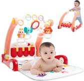 Hibaby 3-in-1 Baby Gym Speelmat - Loopwagen - Kick & Play Piano - Baby speelkleed - Voor pasgeboren baby's - Peuters - Cadeau voor baby's Meisjes Jongens - Rood