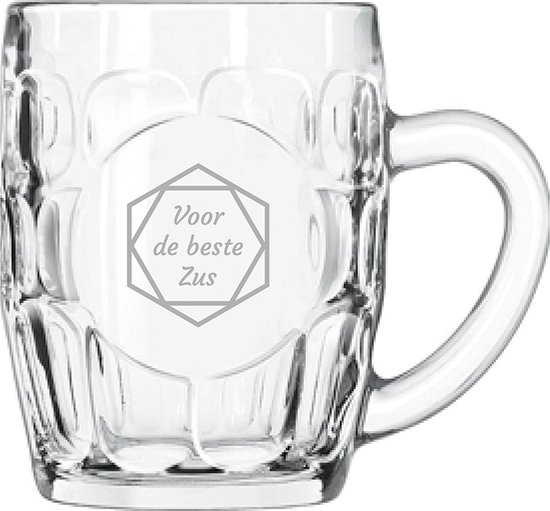 Chope à bière gravée 55cl pour la meilleure Soeur en hexagon