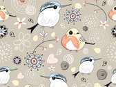 Fotobehang - Natuurlijke patroon met vogels.
