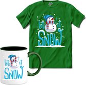 Let it snow - T-Shirt met mok - Heren - Kelly Groen - Maat L
