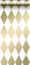 Origin Wallcoverings behang ruiten wit en goud - 347669 - 0,53 x 10,05 m