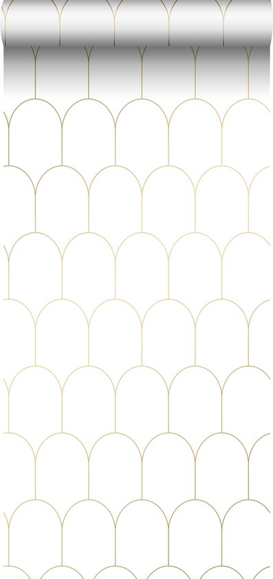 ESTAhome behang art deco motief wit en goud - 139139 - 0,53 x 10,05 m
