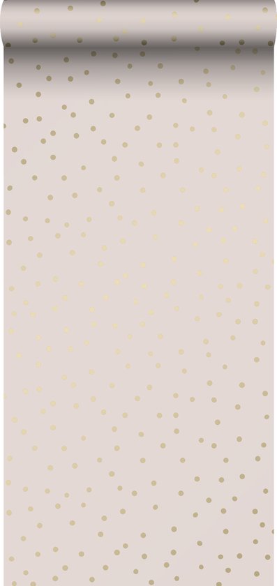 ESTAhome behangpapier stippen oudroze en goud - 139274 - 0,53 x 10,05 m