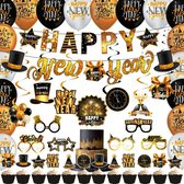 52 delig Happy New Year Versiering-Oud en Nieuw Feest Decoratieset-Zwart Goud Zilver