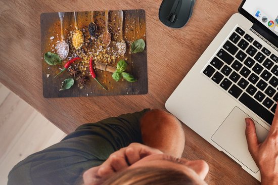Muismat 23x19 cm - Mousepad Lepels - Kruiden - Chilipeper - Specerijen - Zout - Muismatten