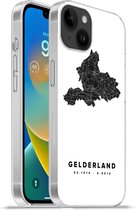 Geschikt voorApple Iphone 14 Plus - Soft case hoesje - Gelderland - Kaart - Zwart - Siliconen Telefoonhoesje