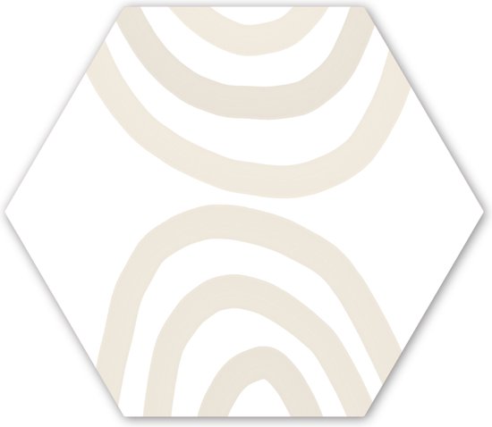 Hexagon wanddecoratie - Kunststof Wanddecoratie - Hexagon Schilderij - Regenboog - Pastel - Design - Abstract - 37x32 cm