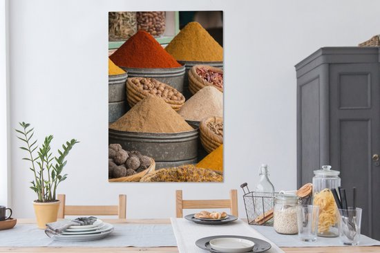 Toile Peinture Herbes - Ton - Épices - Jaune - Marron - 80x120 cm - Décoration murale