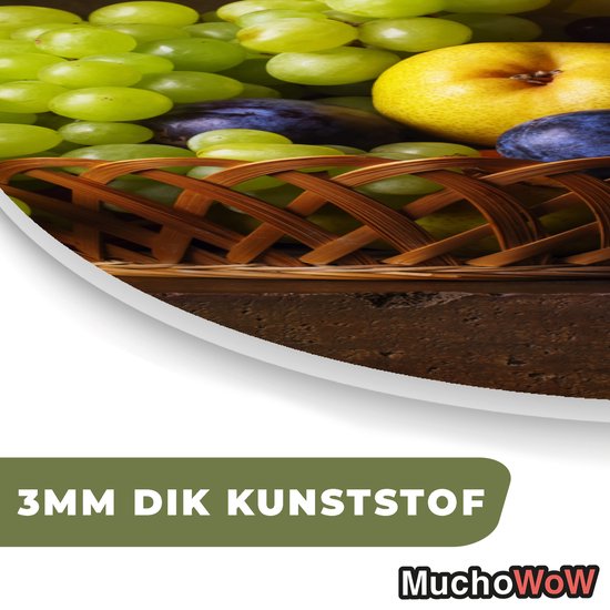 Ovale mural - Ovale mural - Décoration murale en plastique - Peinture ovale - Rustique - Fruits - Canette - Panier - Nature morte - 40x60 cm - Forme miroir ovale sur plastique