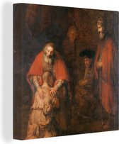 Canvas Schilderij Terugkeer van de verloren zoon - Rembrandt van Rijn - 90x90 cm - Wanddecoratie