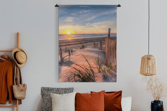 Tapisserie - Plage - Coucher de soleil - Dune - Mer - Tapisserie murale - Décoration de la maison - Katoen - Tapisserie - 120x160 cm - Tapisserie - Décoration murale chambre - Décoration murale - Tapisseries - Tapisserie murale