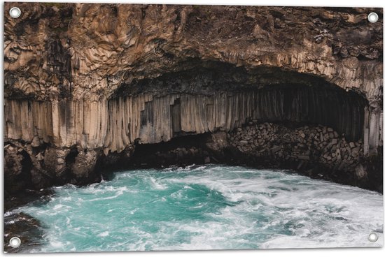 WallClassics - Poster de jardin – Eau de mer sous les rochers - 75 x 50 cm Photo sur poster de jardin (décoration murale pour extérieur et intérieur)