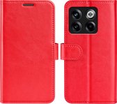OnePlus 10T Hoesje - MobyDefend Wallet Book Case (Sluiting Achterkant) - Rood - GSM Hoesje - Telefoonhoesje Geschikt Voor OnePlus 10T