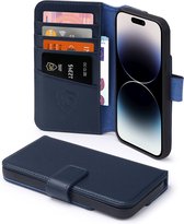 iPhone 14 Pro Hoesje - Luxe MobyDefend Wallet Bookcase - Blauw - GSM Hoesje - Telefoonhoesje Geschikt Voor iPhone 14 Pro