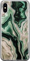 Casimoda® hoesje - Geschikt voor iPhone Xs Max - Groen marmer / Marble - Siliconen/TPU telefoonhoesje - Backcover - Marmer - Groen