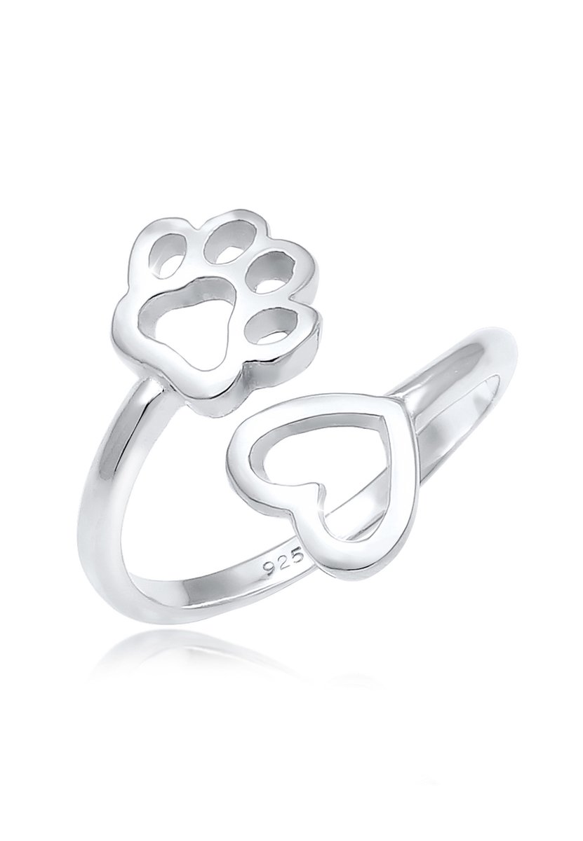 Nenalina - Ring - Dames Poot Hart Symbool Open in 925 Sterling Zilver - Dames