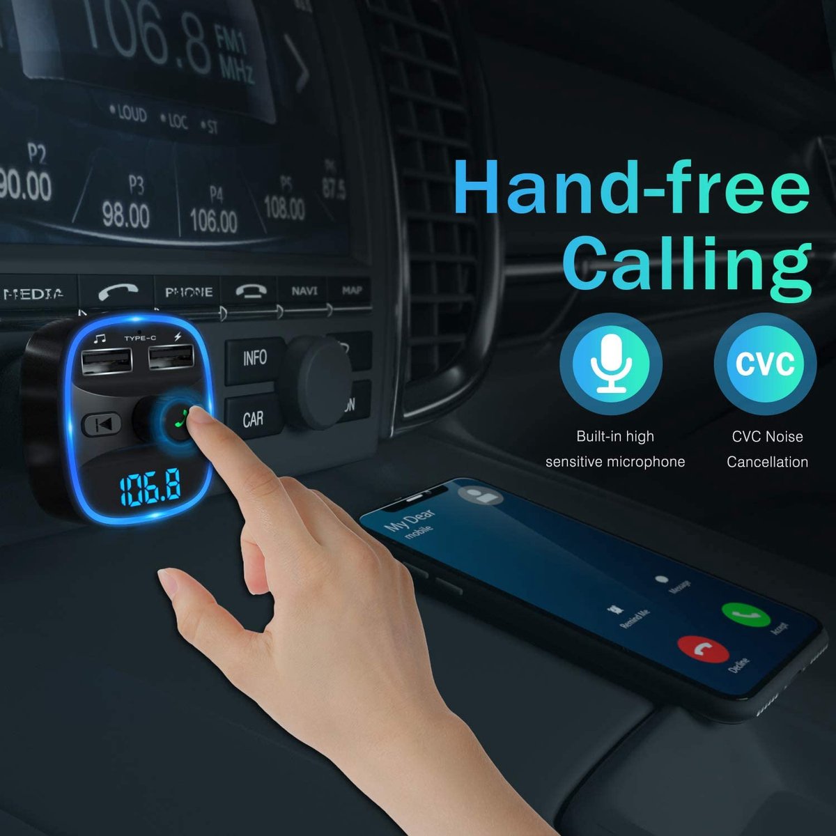 BERKATMARKT LENCENT Bluetooth FMzender, autoradioadapter