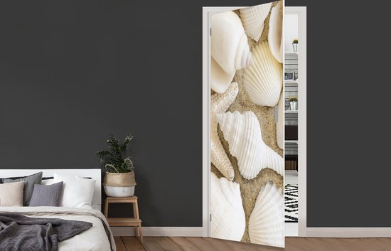 Sticker de porte Coquillage - Plage - Wit - 85 x 215 cm - Affiche de porte