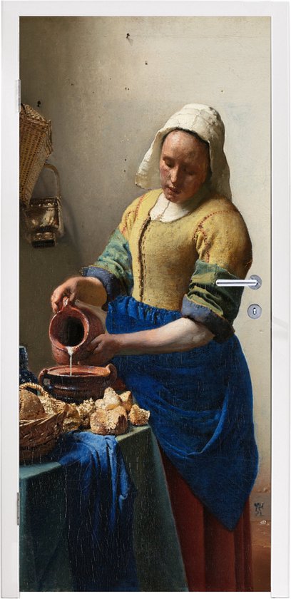 Deursticker Het melkmeisje - Johannes Vermeer - 80x205 cm - Deurposter
