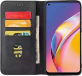 Smartphonica Oppo A94 kunstleren hoesje met magnetische sluiting en pashouders book case - zwart geschikt voor Oppo A94