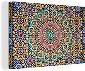 Canvas Schilderij Een bovenaanzicht van Marokkaans mozaïek - 90x60 cm - Wanddecoratie