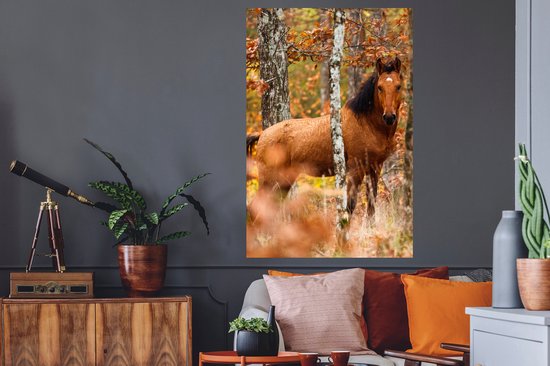 Stickers muraux - Cheval - Forêt - Marron - 80x120 cm - Feuille adhésive