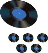 Onderzetters voor glazen - Lp - Vintage - Vinyl platen - Rond - Blauw - Onderzetter - 10x10 cm - 6 stuks