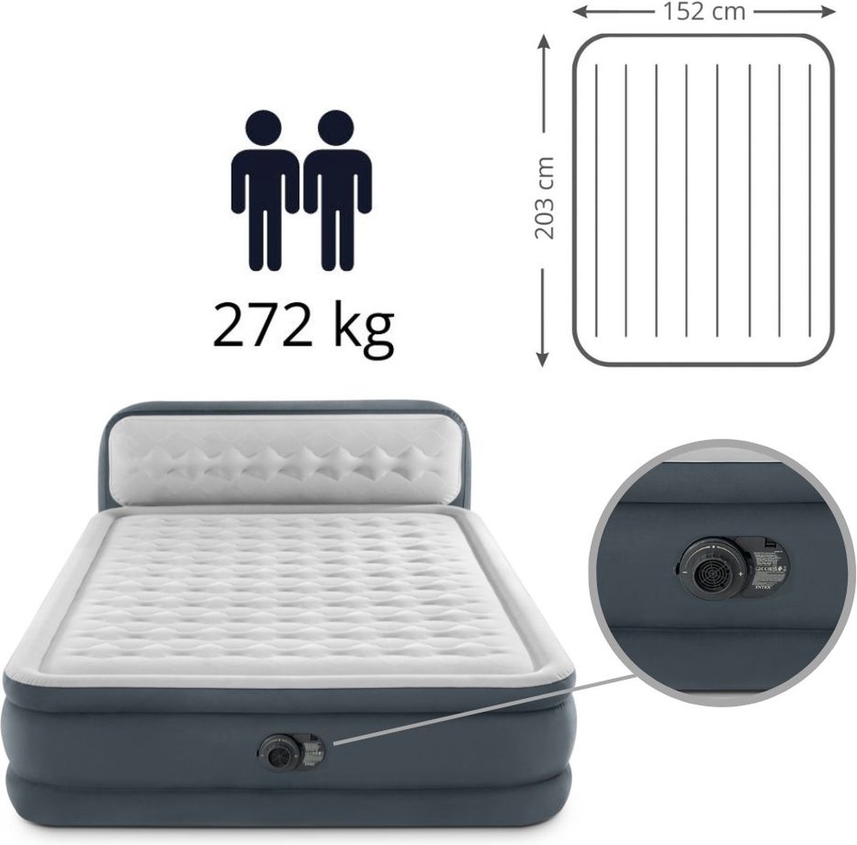 INTEX Lit gonflable Intex Mid-Rise, Twin Size 99 x 30 x 191 cm avec pompe intégrée | OTTO'S