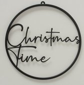 Boltze muurcirkel kerst Merry christmas cirkel zwart metaal. 38cm .